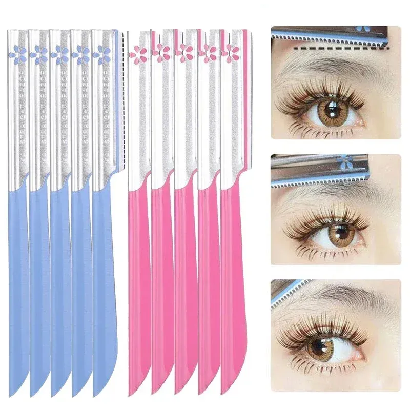 Ensemble d'épilateur à sourcils pour femmes, 5 pièces, outil de beauté et de maquillage, lame en acier, tondeuse visage 1