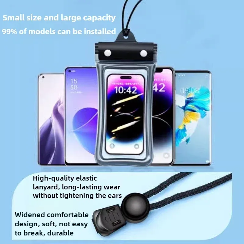 Pochette étanche universelle pour téléphone avec cordon, compatible écran tactile, flottante, idéale pour la natation et les activités en extérieur 2