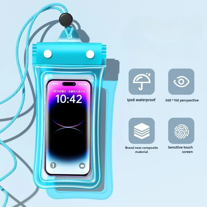Pochette étanche universelle pour téléphone avec cordon, compatible écran tactile, flottante, idéale pour la natation et les activités en extérieur 10