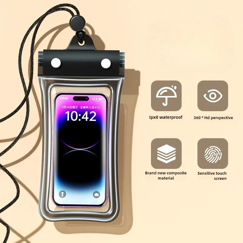 Pochette étanche universelle pour téléphone avec cordon, compatible écran tactile, flottante, idéale pour la natation et les activités en extérieur 9