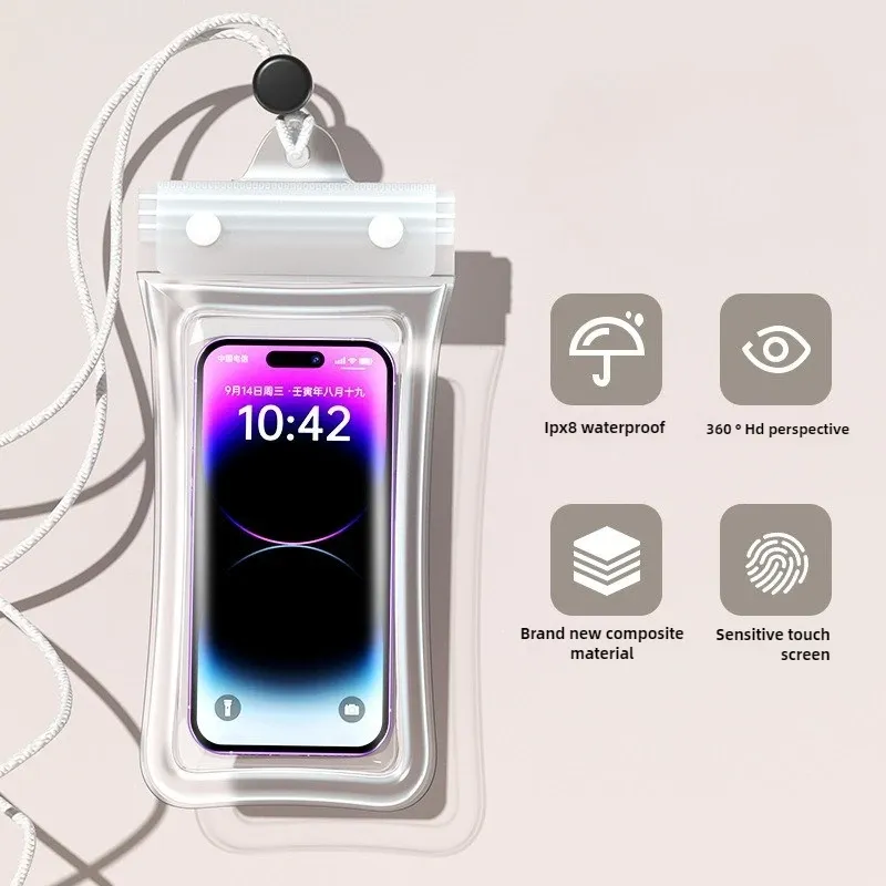Pochette étanche universelle pour téléphone avec cordon, compatible écran tactile, flottante, idéale pour la natation et les activités en extérieur 8