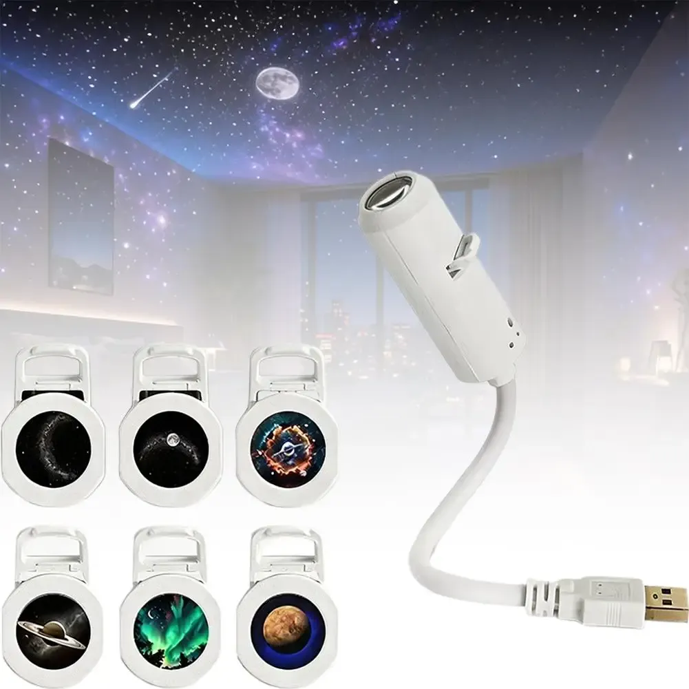 Projecteur de galaxie USB portable diffusant un ciel étoilé