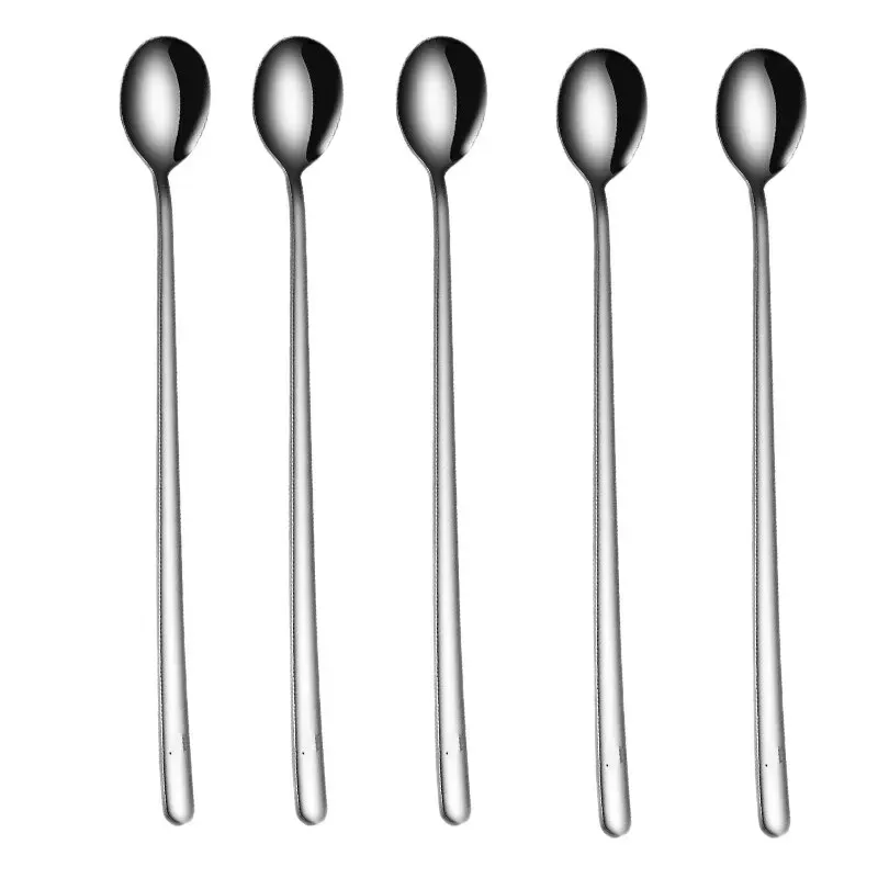 Cuillères à crème glacée en acier inoxydable 304, lot de 5, à long manche 7