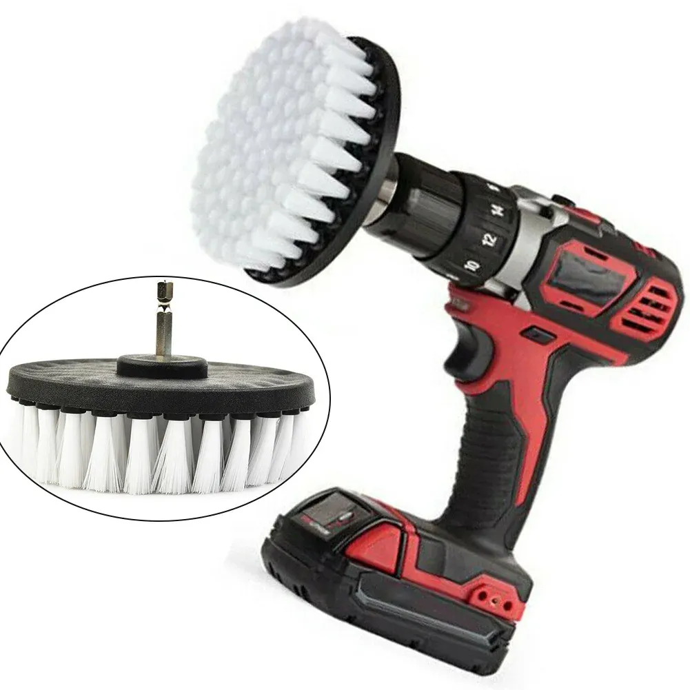 Perceuse de nettoyage électrique pour jante de voiture blanche 5 pouces, brosse douce, nettoyage de meubles en verre, brosse de nettoyage de pneus 2