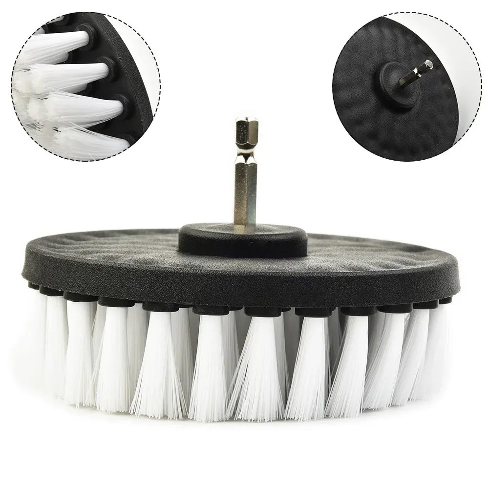 Perceuse de nettoyage électrique pour jante de voiture blanche 5 pouces, brosse douce, nettoyage de meubles en verre, brosse de nettoyage de pneus - Image 1