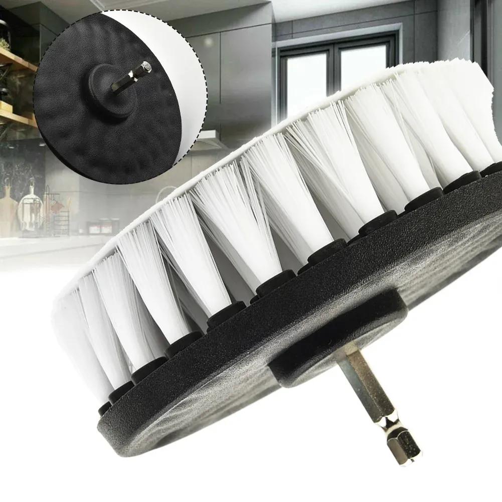 Perceuse de nettoyage électrique pour jante de voiture blanche 5 pouces, brosse douce, nettoyage de meubles en verre, brosse de nettoyage de pneus 3