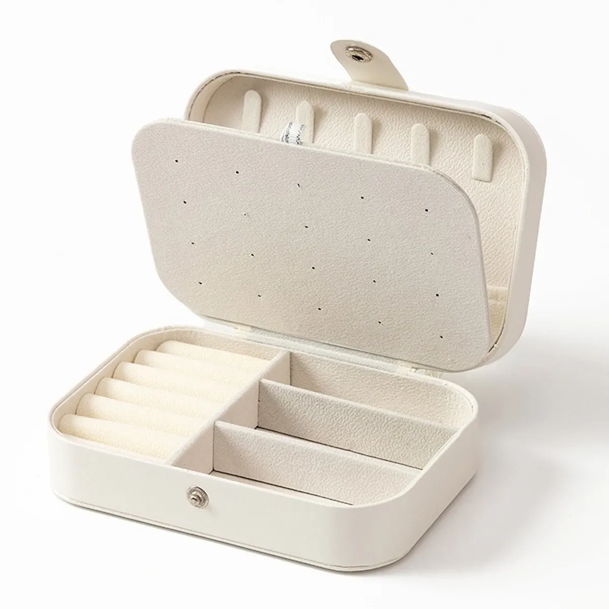 Boîte à bijoux portable multi-compartiments avec doublure en velours rose, idéale pour les voyages 10