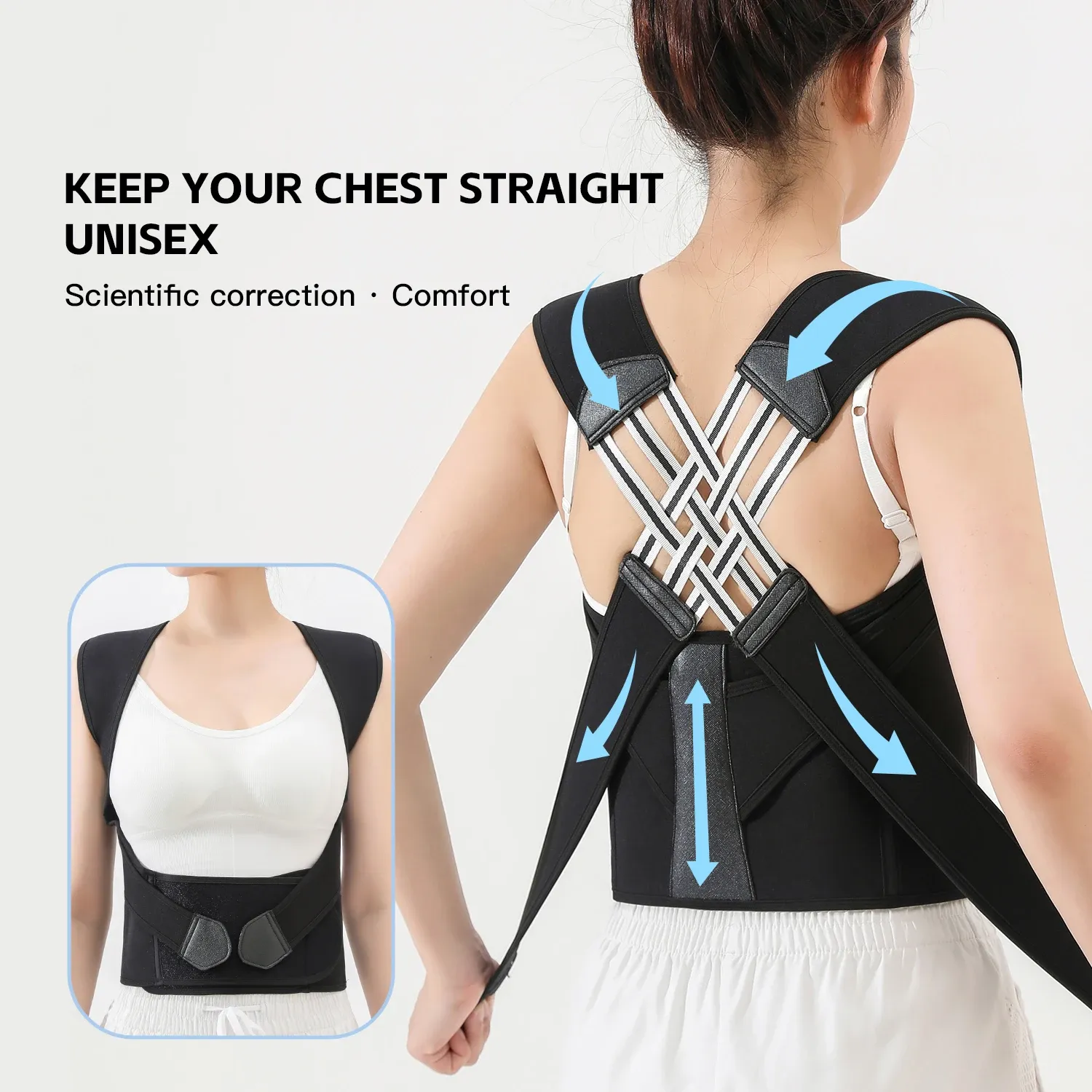 Correcteur de posture dorsal réglable pour femmes et hommes, soutien complet du dos et soulagement des douleurs 4