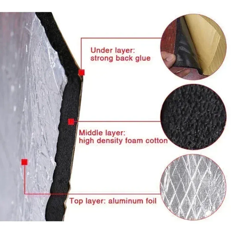 Tapis insonorisant pour voiture 200 x 50/40 x 25 cm, isolation phonique et thermique, mousse à cellules fermées pour capot, accessoire automobile 4