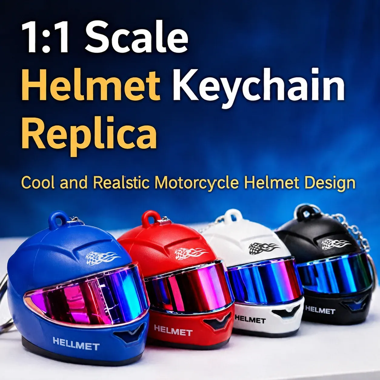 Porte-clés original en forme de casque de moto avec LED, mini porte-clés créatif pour sacs et clés, lumière d'avertissement nocturne 3