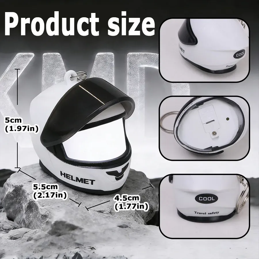 Porte-clés casque de moto dans une ambiance urbaine
