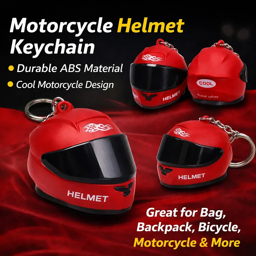 Détail du porte-clés en forme de casque de moto