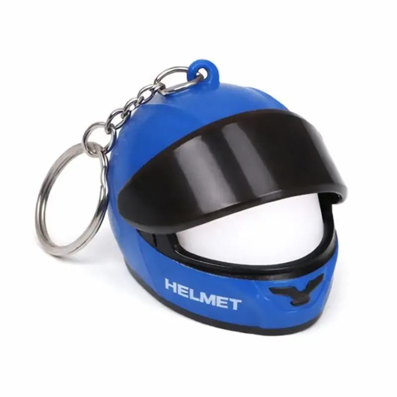 Porte-clés original en forme de casque de moto avec LED, mini porte-clés créatif pour sacs et clés, lumière d'avertissement nocturne 7
