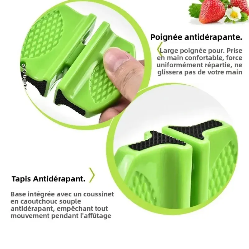 Mini aiguiseur de couteaux double face, outil portable pour l'extérieur et la cuisine, pour un affûtage rapide des couteaux 4