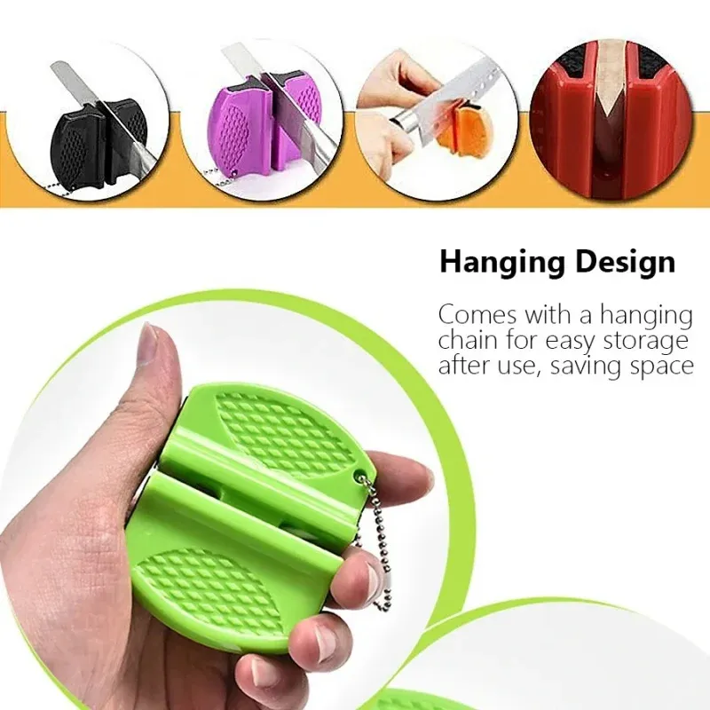 Mini aiguiseur de couteaux double face, outil portable pour l'extérieur et la cuisine, pour un affûtage rapide des couteaux 6