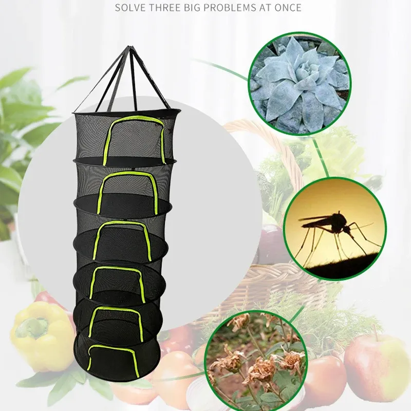 Filet de séchage suspendu pour herbes et poissons, 2 à 8 couches, support pliable 6