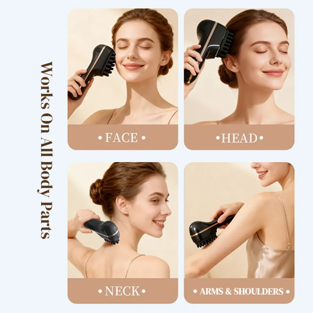 Peigne de massage électrique pour cuir chevelu, 5 vitesses, double tête en silicone, vibrations haute fréquence 4