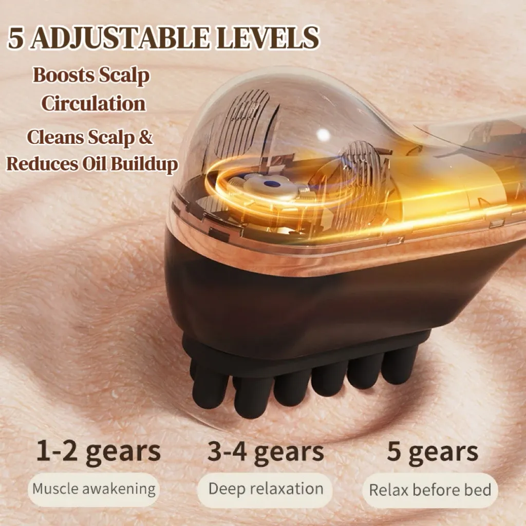 Peigne de massage électrique pour cuir chevelu, 5 vitesses, double tête en silicone, vibrations haute fréquence 5