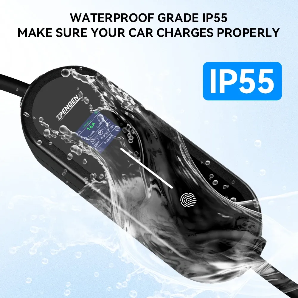 IPENGEN – Chargeur portable pour véhicule électrique 3,5 kW, câble 5 m, connecteur Type 2 IEC 62196 / GB/T 16 A, monophasé, Type 1, boîtier mural de charge pour véhicule électrique 5