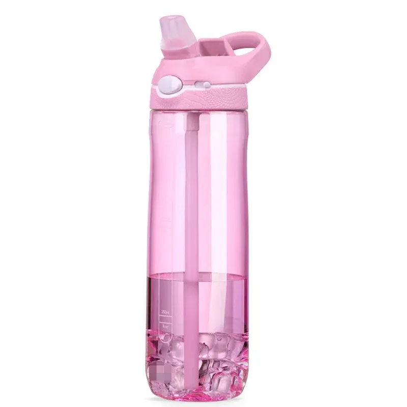 Bouteille d'eau de sport avec paille, plastique transparent sans BPA, 750 ml 6