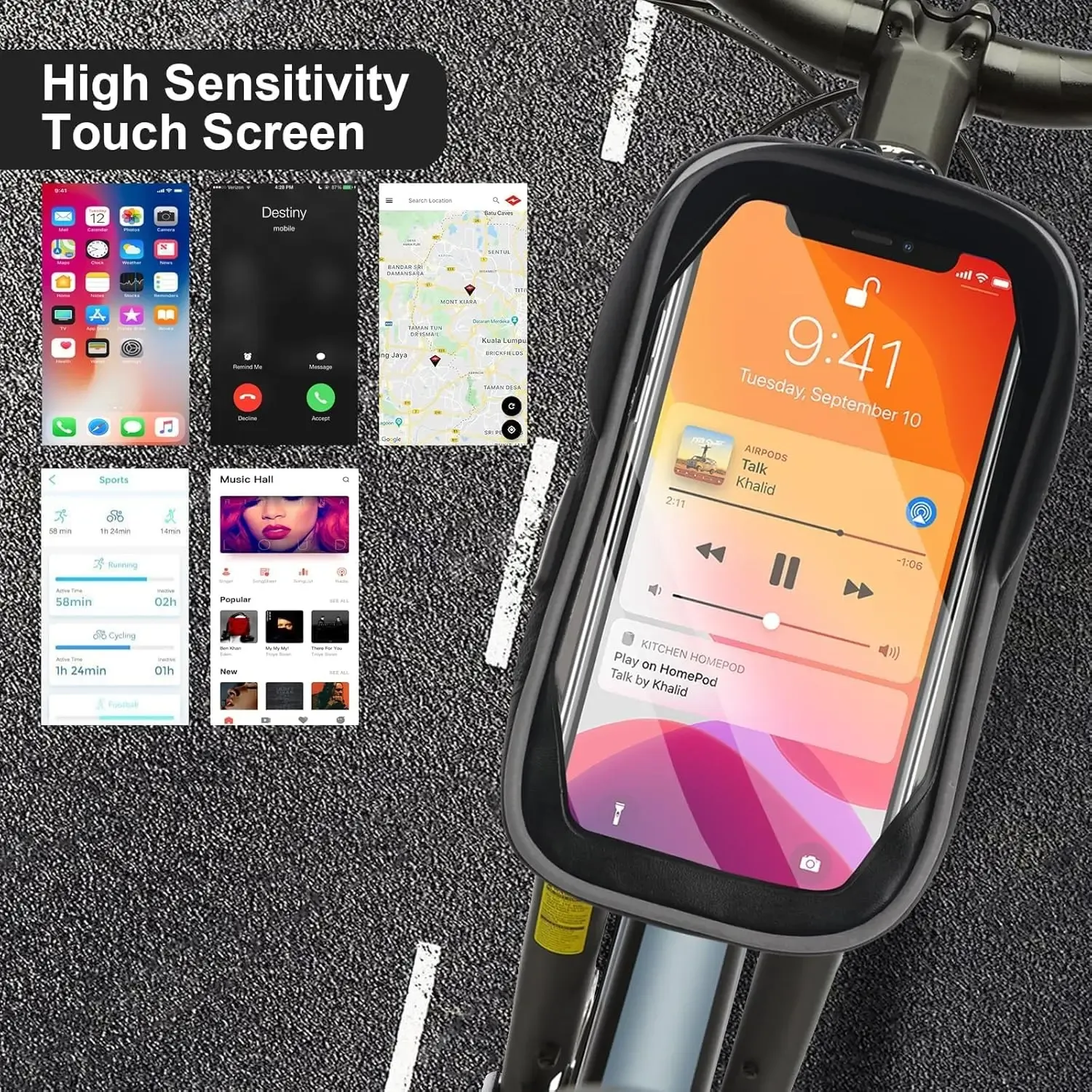Support de téléphone étanche pour vélo, vue principale
