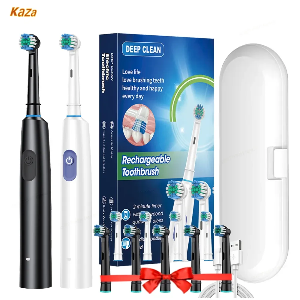 Brosse à dents électrique étanche avec minuteur et 8 têtes de rechange