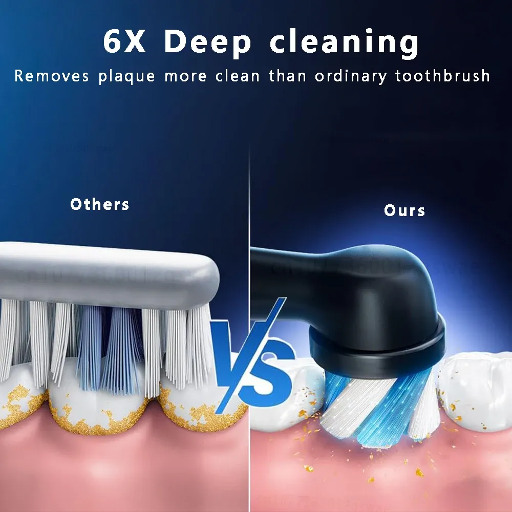 Brosse à dents électrique étanche avec minuteur et 8 têtes de rechange 3
