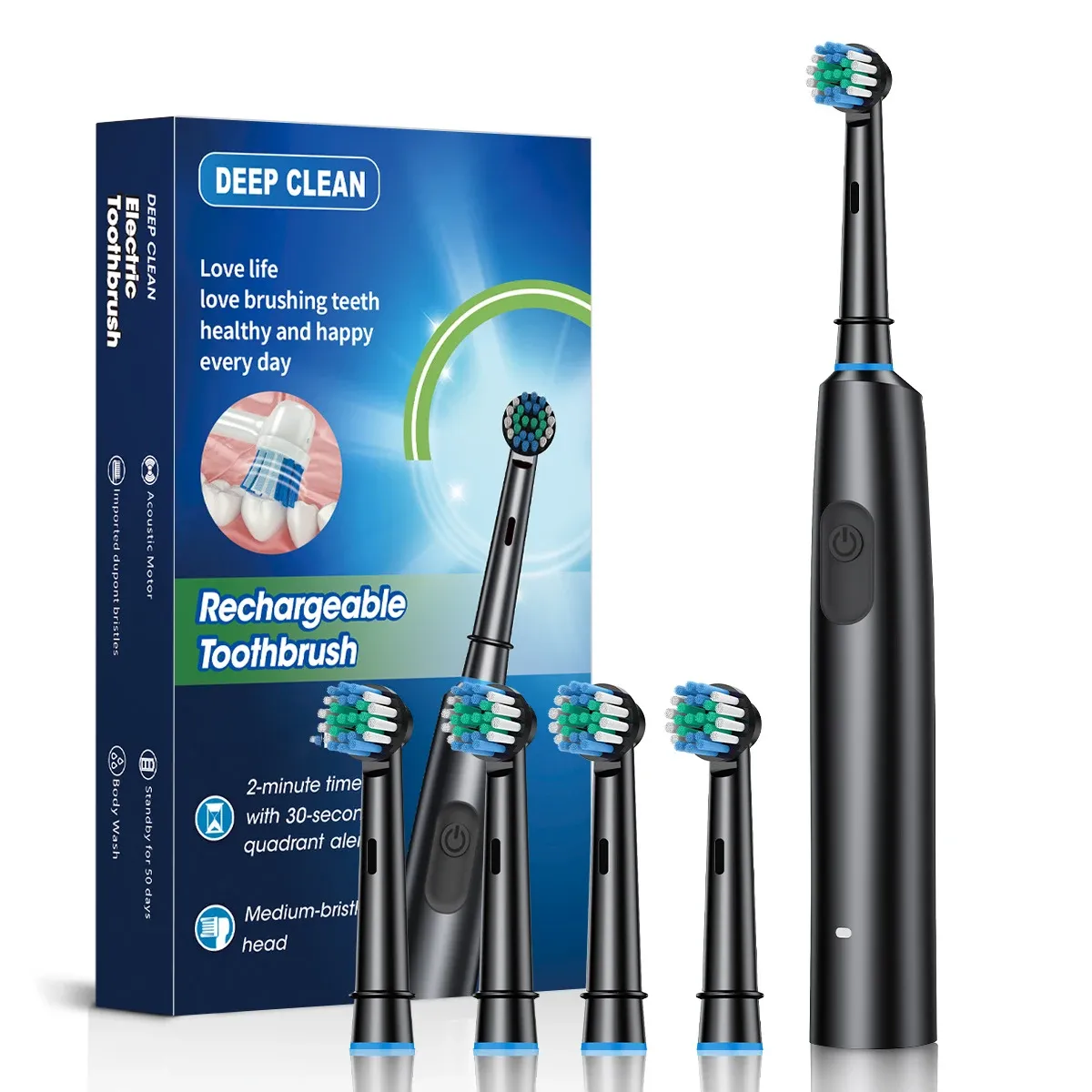 Brosse à dents électrique étanche avec minuteur et 8 têtes de rechange 7