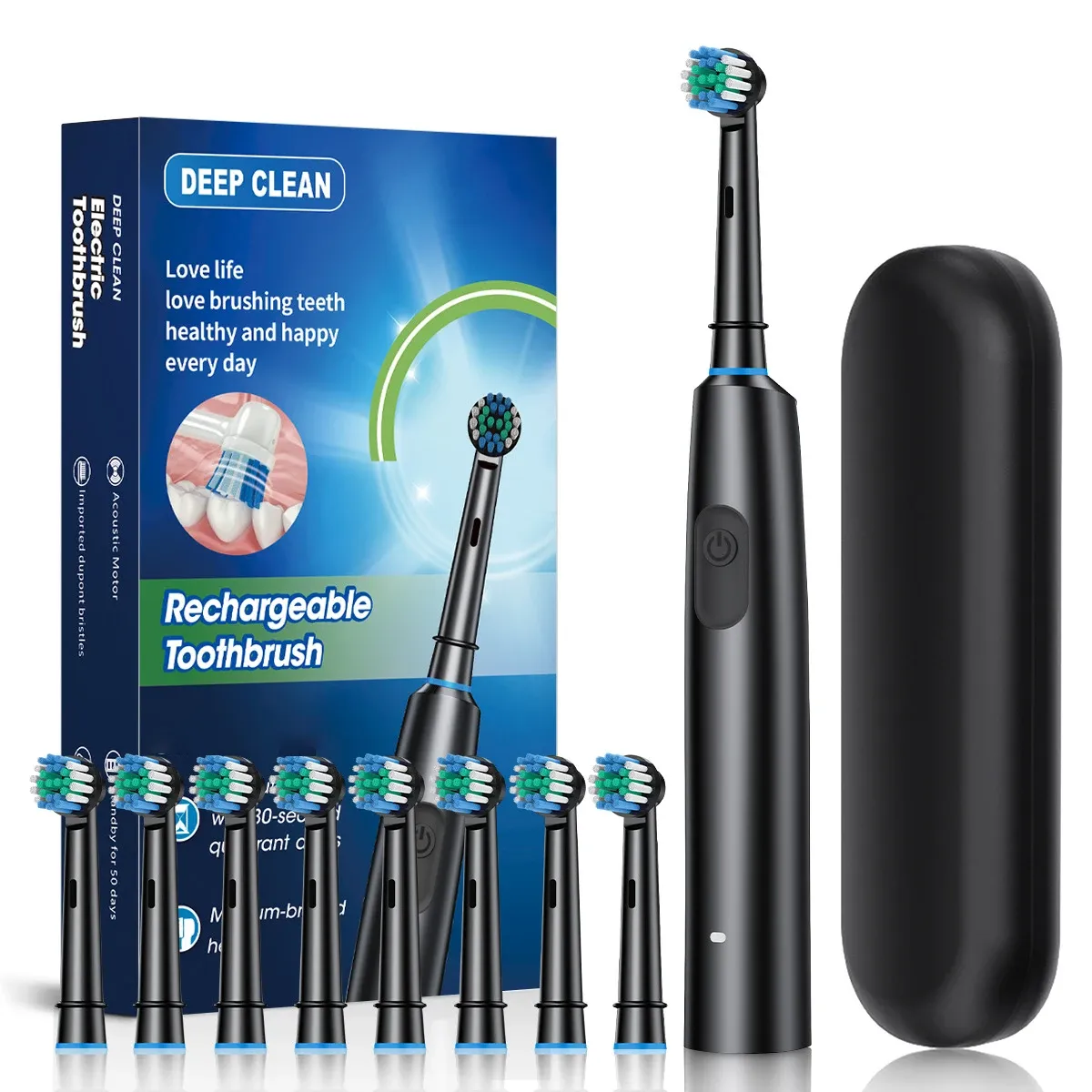 Brosse à dents électrique étanche avec minuteur et 8 têtes de rechange 10