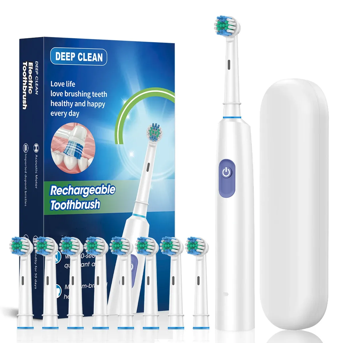 Brosse à dents électrique étanche avec minuteur et 8 têtes de rechange 11