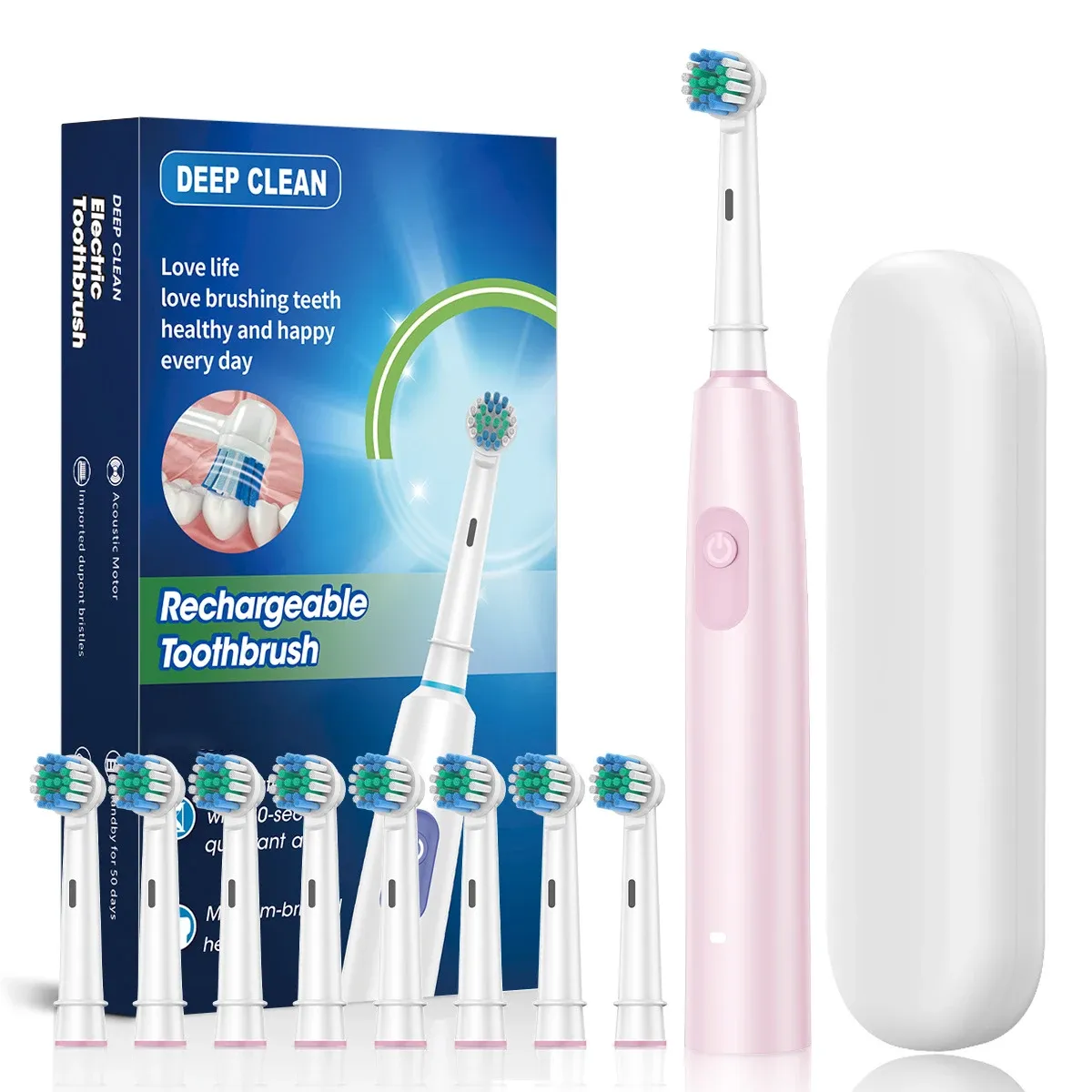 Brosse à dents électrique étanche avec minuteur et 8 têtes de rechange 12