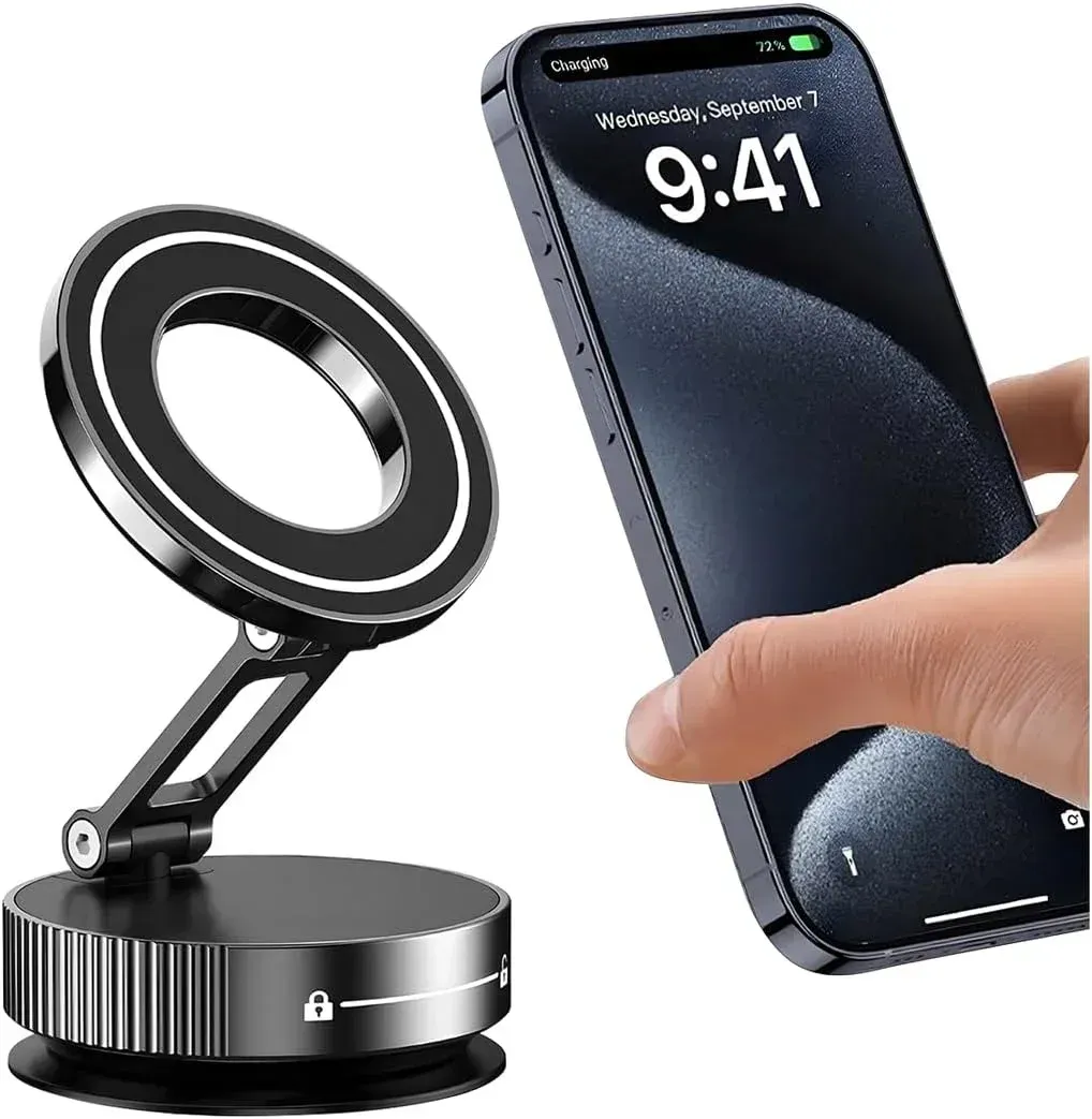 Support magnétique 360° pour téléphone, fixation voiture à ventouse, mains libres, compatible salle de sport et miroir 8