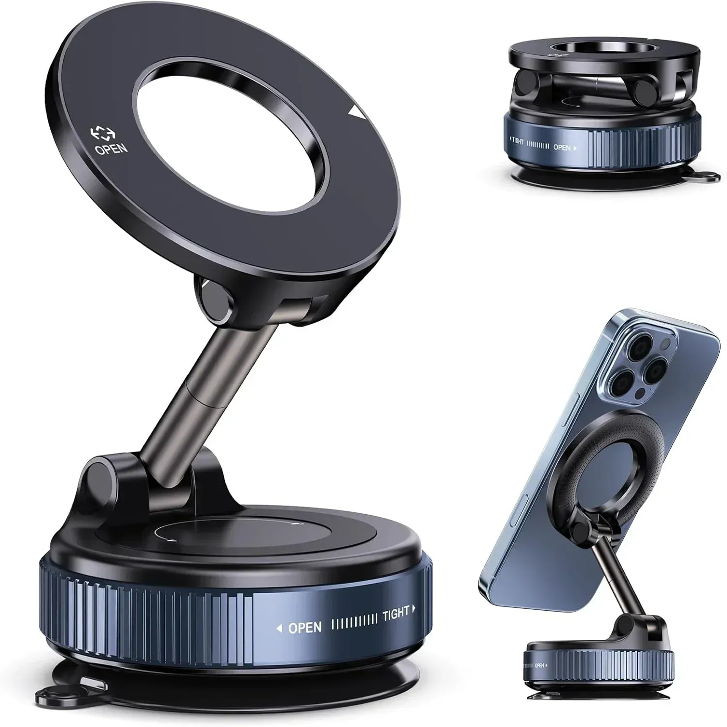 Support magnétique 360° pour téléphone, fixation voiture à ventouse, mains libres, compatible salle de sport et miroir 7
