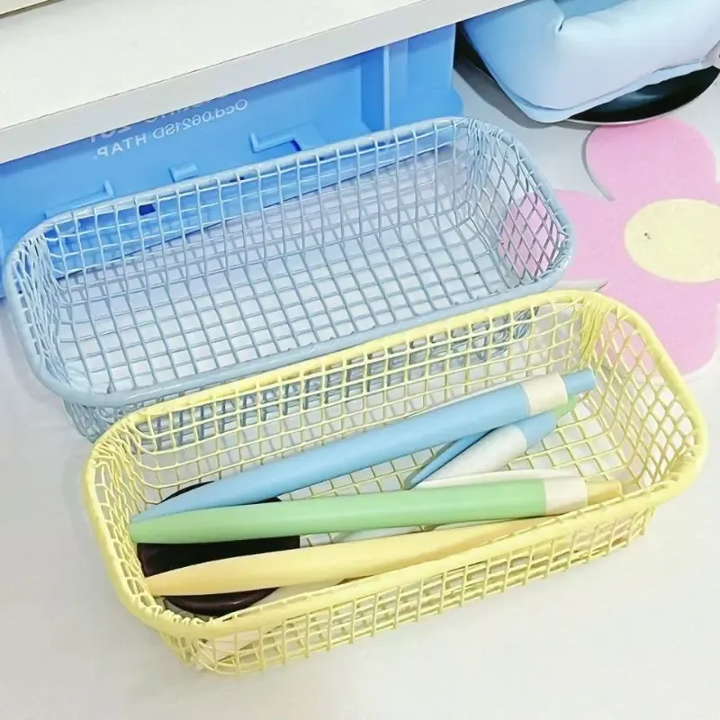 Panier de rangement de bureau INS en métal, organisateur d'articles divers avec étui pour cartes photo 2