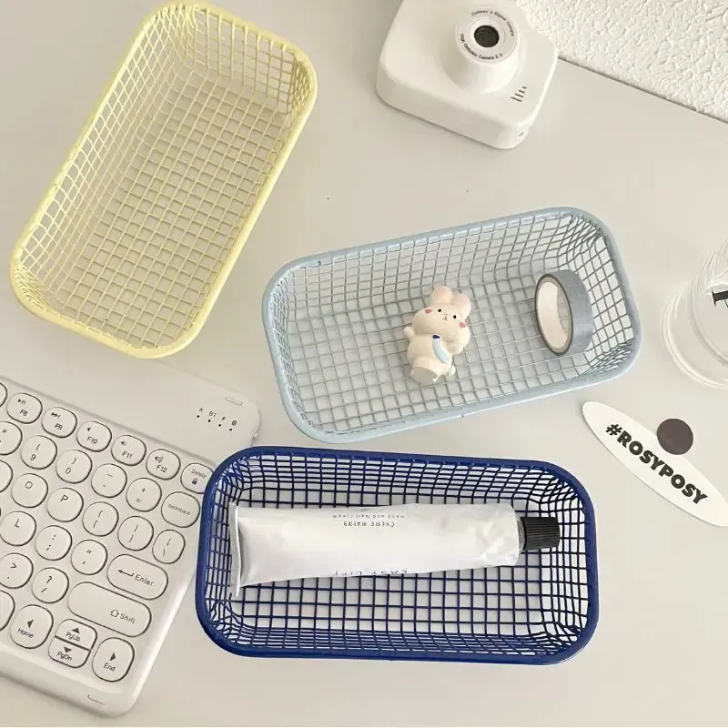 Panier de rangement de bureau INS en métal, organisateur d'articles divers avec étui pour cartes photo 3