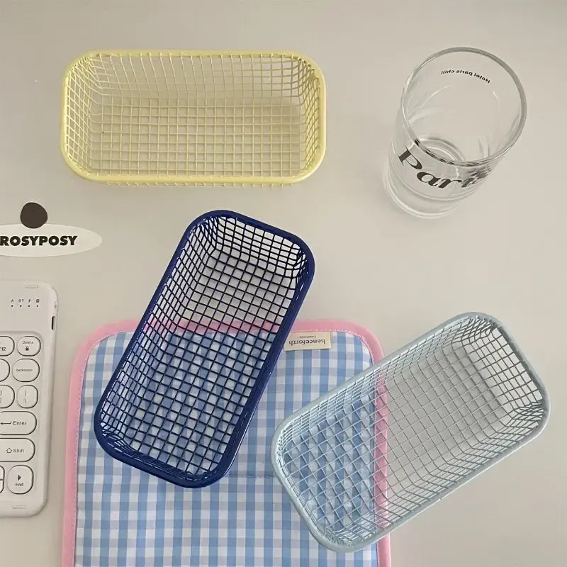 Panier de rangement de bureau INS en métal, organisateur d'articles divers avec étui pour cartes photo 4