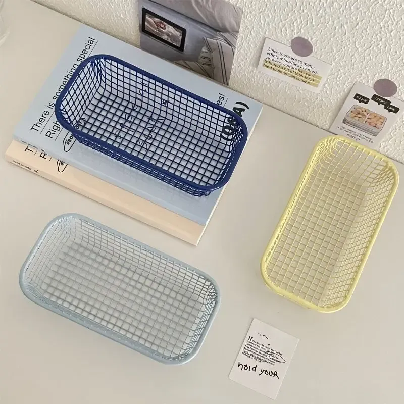 Panier de rangement de bureau INS en métal, organisateur d'articles divers avec étui pour cartes photo 5