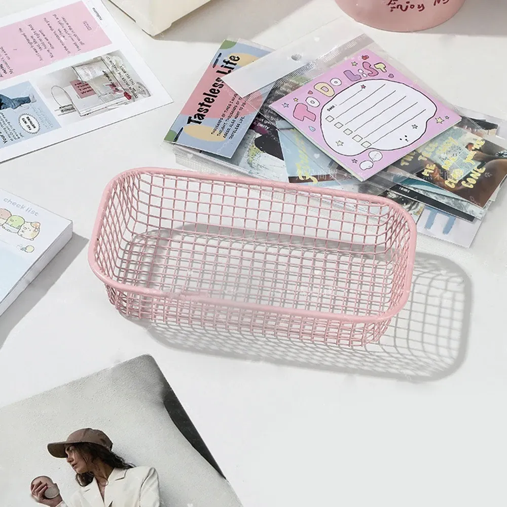 Panier de rangement de bureau INS en métal, organisateur d'articles divers avec étui pour cartes photo 10