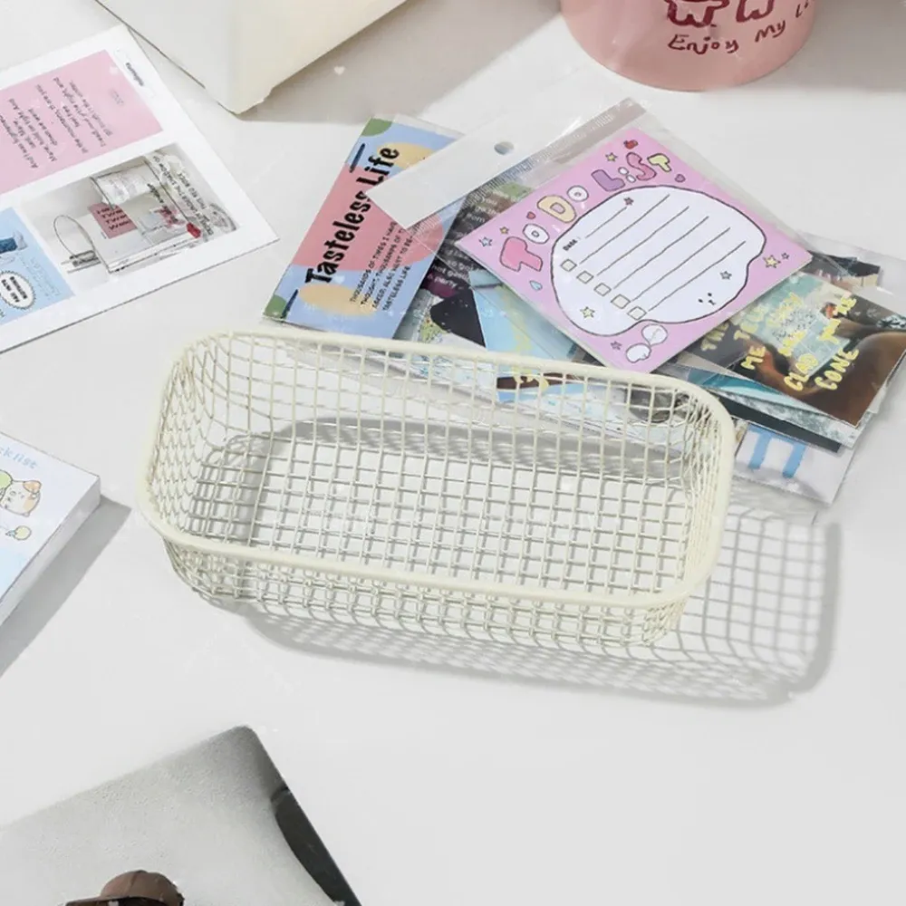 Panier de rangement de bureau INS en métal, organisateur d'articles divers avec étui pour cartes photo 11