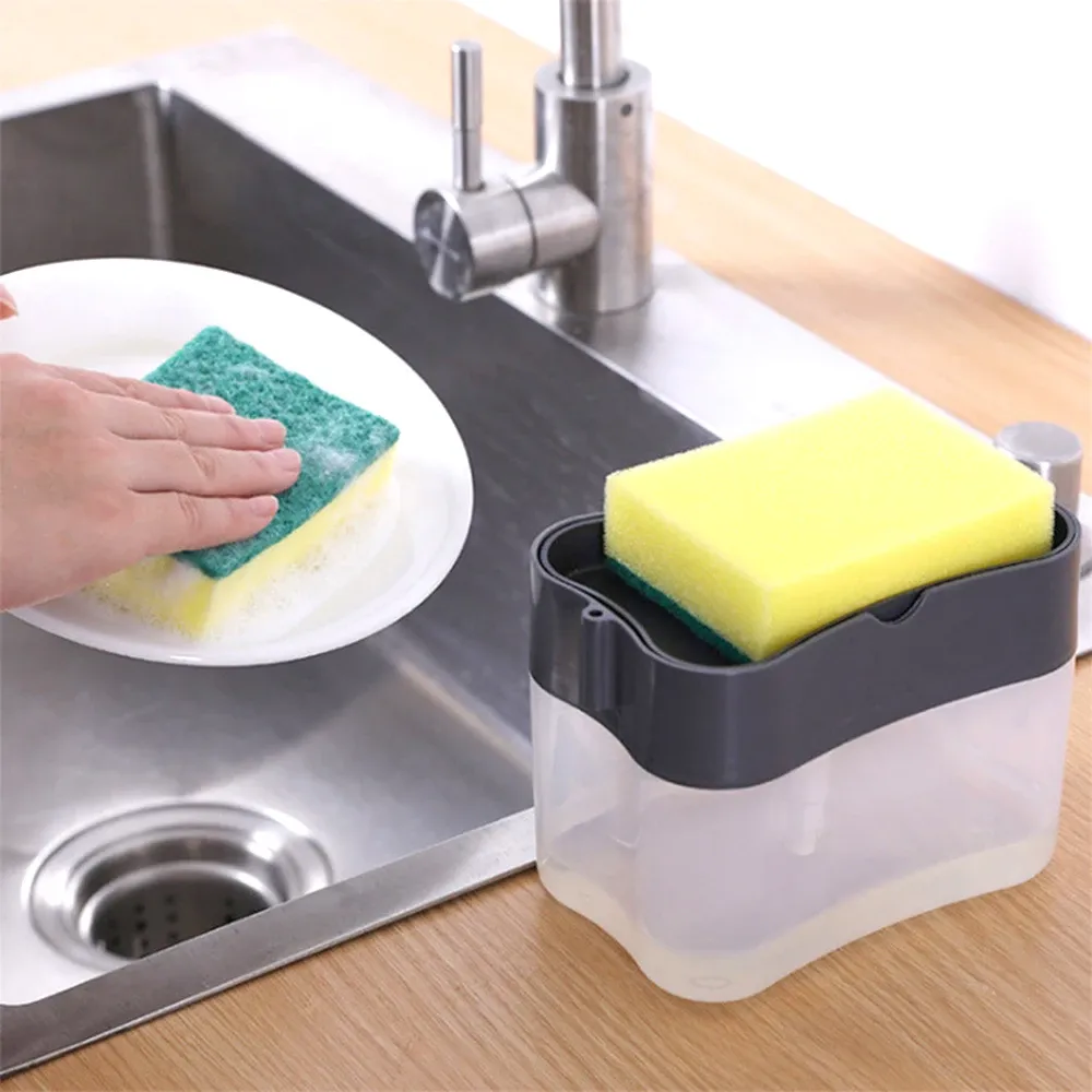Distributeur automatique de liquide de style cuisine avec brosse de nettoyage pour vaisselle et ustensiles, pompe à savon - Image 1