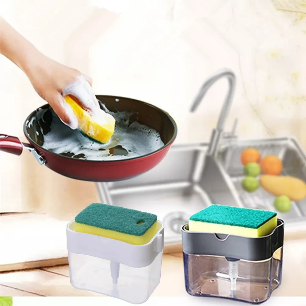 Distributeur automatique de liquide de style cuisine avec brosse de nettoyage pour vaisselle et ustensiles, pompe à savon 3