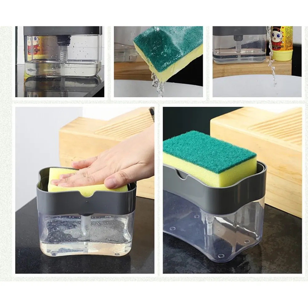 Distributeur automatique de liquide de style cuisine avec brosse de nettoyage pour vaisselle et ustensiles, pompe à savon 6