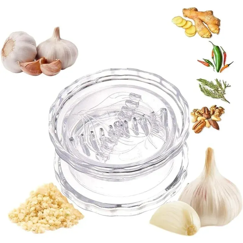 Presse-ail multifonction transparent en plastique, broyeur et hachoir manuel, ustensile de cuisine 1