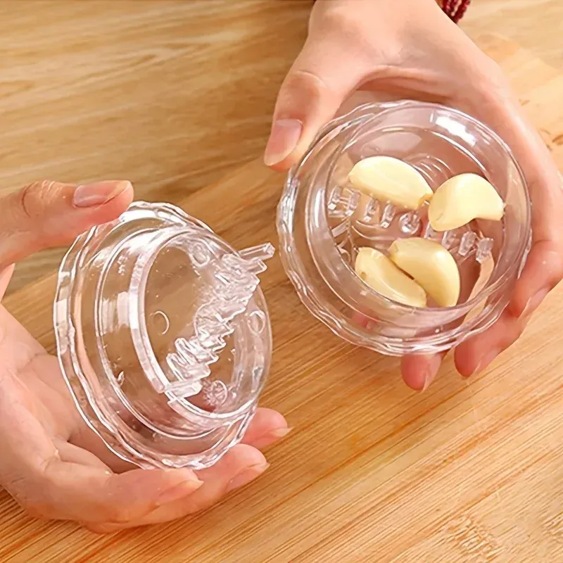 Presse-ail multifonction transparent en plastique, broyeur et hachoir manuel, ustensile de cuisine 2