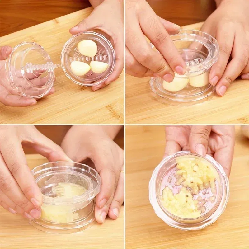 Presse-ail multifonction transparent en plastique, broyeur et hachoir manuel, ustensile de cuisine 5