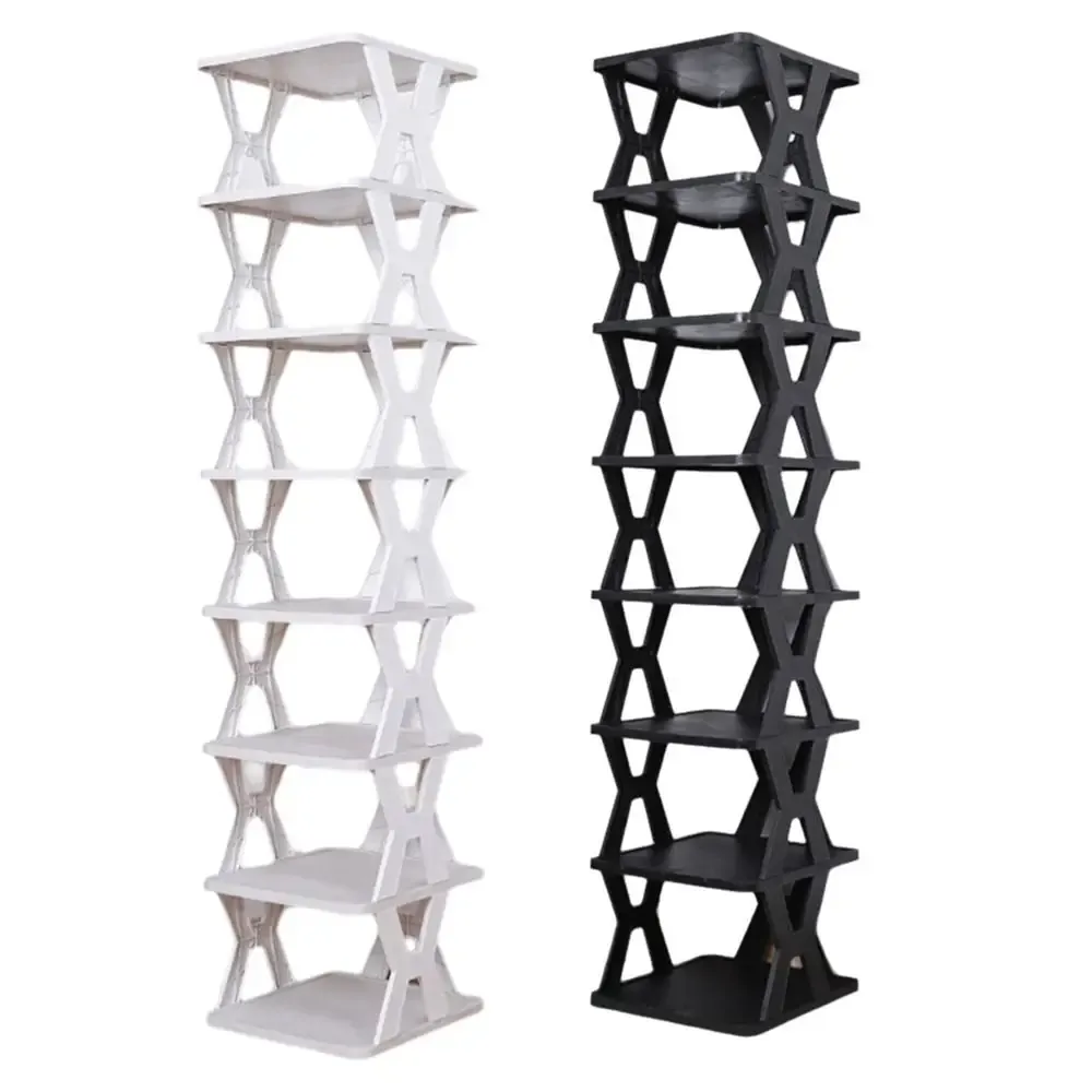 Étagère à chaussures en plastique durable pour entrée, empilable, à assembler, organisateur de chaussures démontable, compact, pour la maison