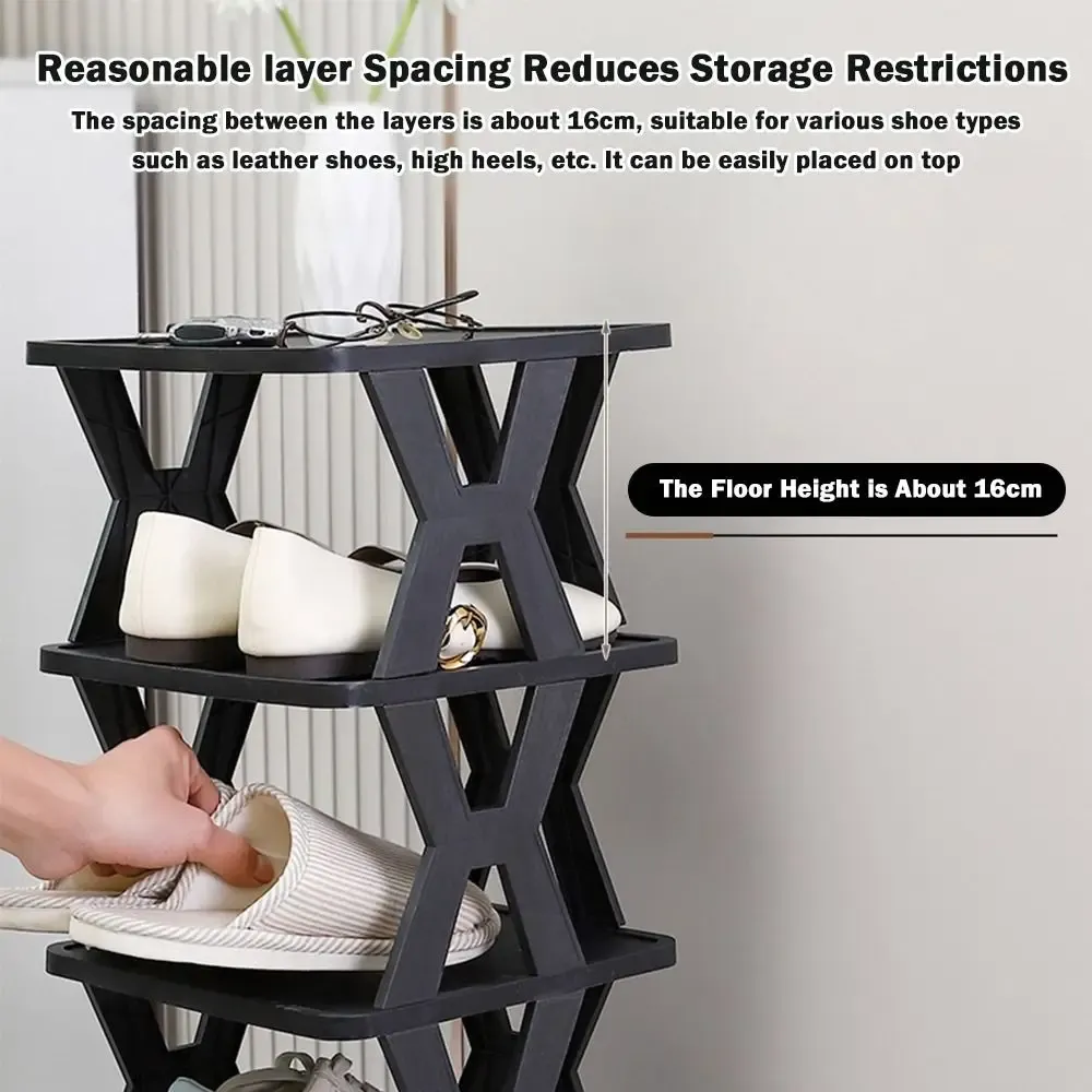 Étagère à chaussures en plastique durable pour entrée, empilable, à assembler, organisateur de chaussures démontable, compact, pour la maison 4