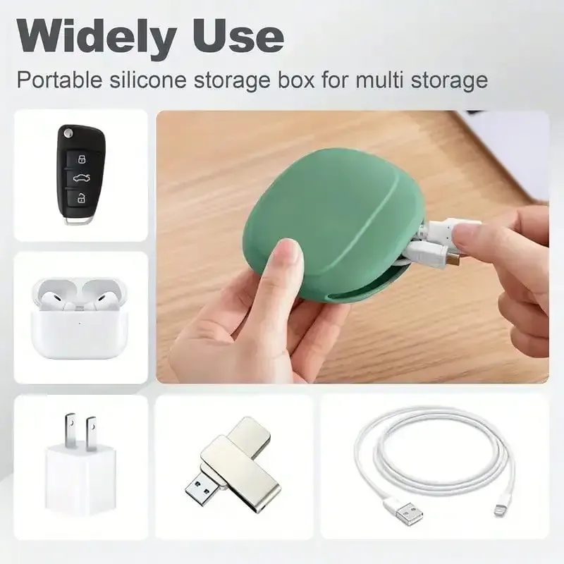 Mini organisateur électronique en silicone étanche, pochette de transport pour câbles et accessoires 3
