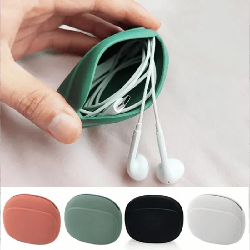 Mini organisateur électronique en silicone étanche, pochette de transport pour câbles et accessoires 2