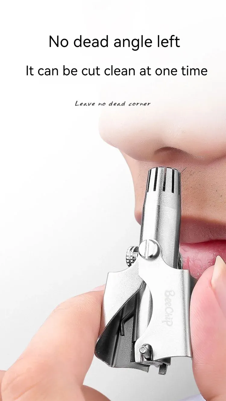 Tondeuse portable pour poils d'oreille et de nez, finition acier inoxydable